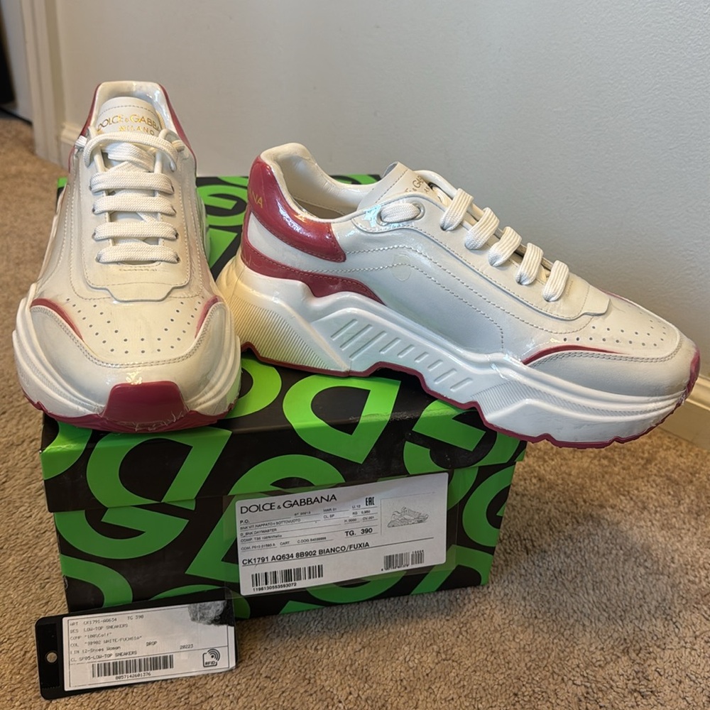 Dolce & Gabbana Daymaster White and Pink Sneakers